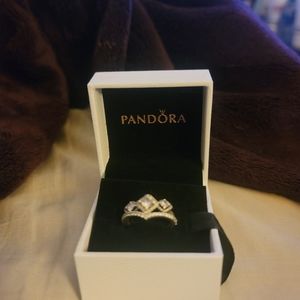 2 Pandora sterling silver rings that are a set that go together.